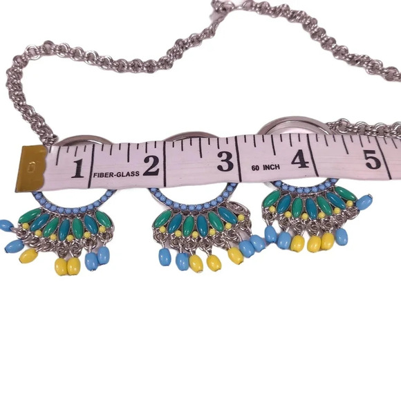 Talbots Necklace Statement Blue Yellow & Bracelet - Picture 11 of 12